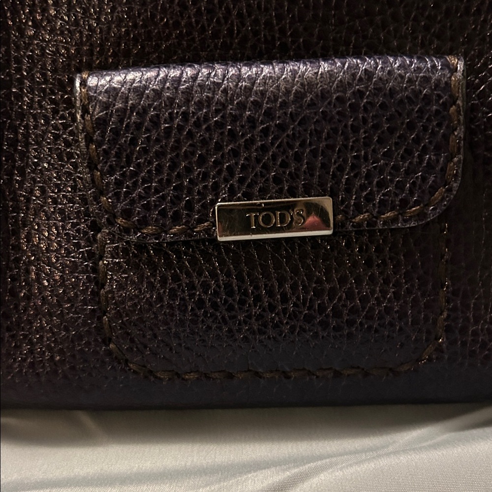 Tod's BLACK METALLIC Pebbled Leather Satchel - Picture 4 of 6